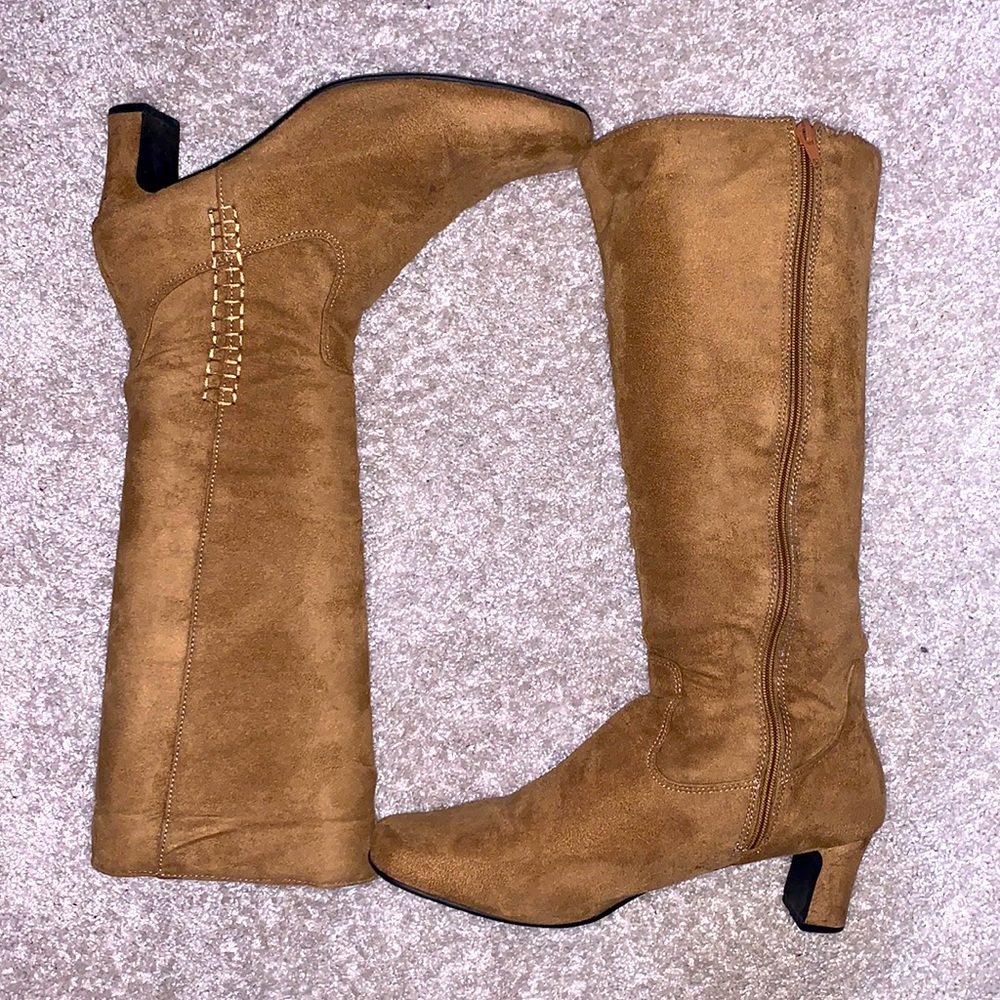 Tan heeled boots size 12